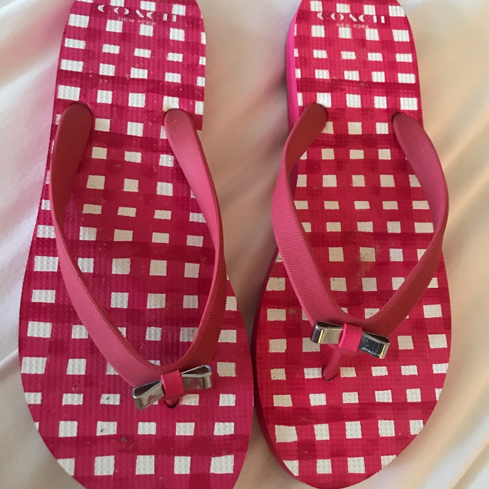 Coach Red Flip Flops